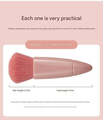 Pink 5-Piece Compact Makeup Brush Set with Mirror - Synthetic Fibre Travel Case with Foundation, Powder & Blush Brushes - Portable Beauty Tool Kit for On-the-Go Touch-Ups