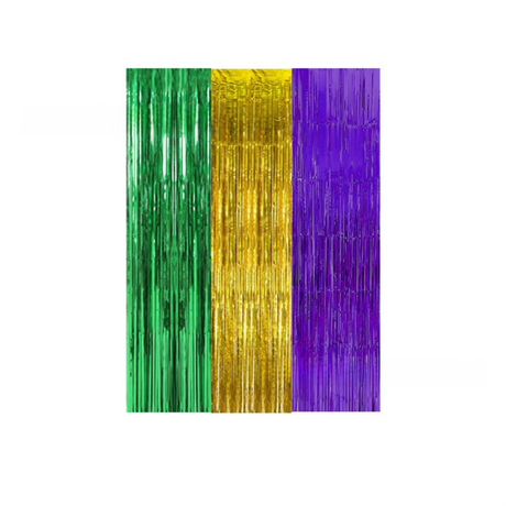 5-piece Green Laser Tinsel Foil Fringe Curtain - 1*1m Metallic Party Streamer Backdrop for Birthday, Wedding, Christmas, New Year & Event Decoration - Shimmering Photo Booth & Doorway Prop