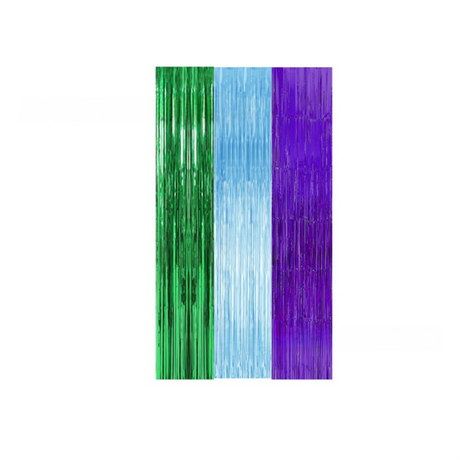 5-piece Green Laser Tinsel Foil Fringe Curtain - 1*1m Metallic Party Streamer Backdrop for Birthday, Wedding, Christmas, New Year & Event Decoration - Shimmering Photo Booth & Doorway Prop