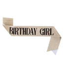 2-piece Golden Birthday Girl Tiara and Sash Set - Elegant Rhinestone Alloy Crown with , Glitter "BIRTHDAY GIRL" Sash & Safety Pin - Perfect Princess Party Accessory for Women and Girls
