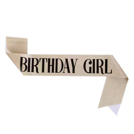 2-piece Golden Birthday Girl Tiara and Sash Set - Elegant Rhinestone Alloy Crown with , Glitter 
