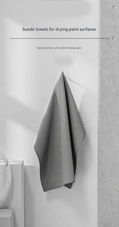 30*40 cm Grey Coral Fleece & Suede Microfiber Cloth Double-Sided Car Wash Towel  , 5X Water Absorption, Scratch-Free & Lint-Free, 360° Stitched Edge for Car Detailing, Glass, Home Cleaning - Multi-Purpose Auto Care Cloth