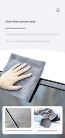 30*40 cm Grey Coral Fleece & Suede Microfiber Cloth Double-Sided Car Wash Towel  , 5X Water Absorption, Scratch-Free & Lint-Free, 360° Stitched Edge for Car Detailing, Glass, Home Cleaning - Multi-Purpose Auto Care Cloth