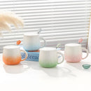 Blue Gradient Cat Ceramic Mug with Lid and Spoon - 400ml Porcelain Coffee Cup - Adorable 3D Cat Design, Pastel Colour, Gift Box Included - Ideal for Home, Office, or as a Present for Women and Cat Lovers