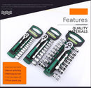 Green 12-Piece 1/2-Inch Drive 24-Tooth Ratchet & Socket Set — High-Carbon Steel, Mirror-Polished Socket Wrench Tool Kit — Automotive Repair Tool Set with Quick-Release Ratchet — Ideal for Car Maintenance, Mechanical Repairs, and DIY Projects