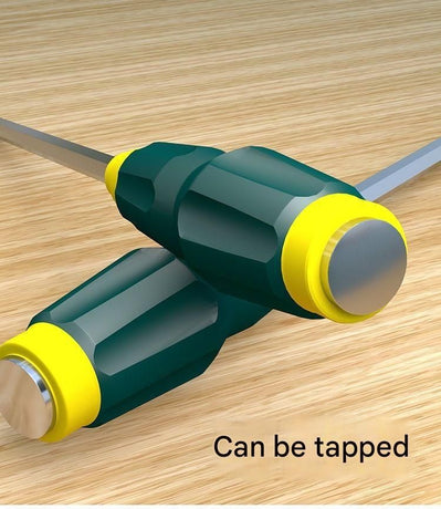 2-piece Green One 5-inch Phillips screwdriver and one 5-inch flathead screwdriver  Impact-Resistant Magnetic Screwdriver with Through-Tang Shaft — Chrome Vanadium Steel Bit, Ergonomic Non-Slip Handle — Ideal for Automotive Repair, Machinery Maintenance, F