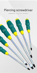 2-piece Green One 6-inch Phillips screwdriver and one 6-inch flathead screwdriver  Impact-Resistant Magnetic Screwdriver with Through-Tang Shaft — Chrome Vanadium Steel Bit, Ergonomic Non-Slip Handle — Ideal for Automotive Repair, Machinery Maintenance, F