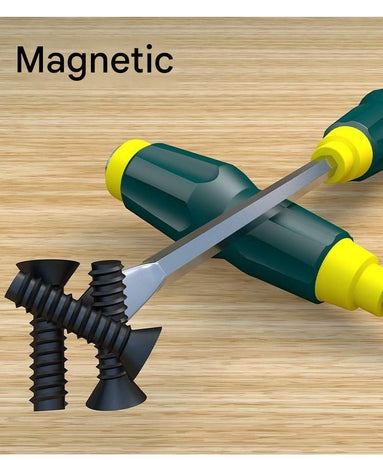 2-piece Green One 10-inch Phillips screwdriver and one 10-inch flathead screwdriver  Impact-Resistant Magnetic Screwdriver with Through-Tang Shaft — Chrome Vanadium Steel Bit, Ergonomic Non-Slip Handle — Ideal for Automotive Repair, Machinery Maintenance,
