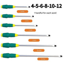 6-piece Green flathead screwdriver Impact-Resistant Magnetic Screwdriver with Through-Tang Shaft — Chrome Vanadium Steel Bit, Ergonomic Non-Slip Handle — Ideal for Automotive Repair, Machinery Maintenance, Furniture Assembly, and Home DIY Projects