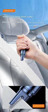 Black 2-in-1 Car Window Breaker and Seatbelt Cutter - Tungsten Steel Tip, Compact Emergency Escape Tool for Vehicle Safety, Portable Survival Hammer