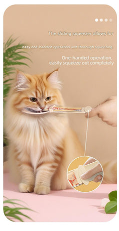 4-piece Beige and Pink and Green and Purple Cat Treat Spoon for Wet Food & Paste - Extra-Long PP Handle, Food-Grade Squeeze Feeder with Anti-Spill Bowl, Easy One-Handed Operation for Cats