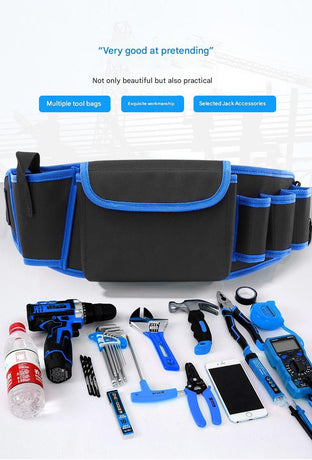 Red Professional Oxford Cloth Tool Waist Bag –Tool Belt, Multifunctional Work Belt, Men's Robust, Adjustable Tool Belt - Heavy-Duty 600D Waterproof for Electricians, Mechanics & Construction Workers