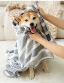 Grey and White S Size Super Absorbent Dog Bathrobe – Quick-Dry Coral Fleece Pet Towel with Snaps & Adjustable Belly Strap | Wearable Drying Coat for Small Medium Large Dogs & Cats After Bath, Swim, Rain
