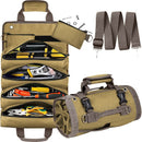 Khaki Multi-Purpose 600D Oxford Cloth Roll-Up Tool Organizer Bag – Heavy-Duty Waterproof & Anti-Scratch Organizer for Electricians, Mechanics & Automotive Use-Duty Oxford Fabric - Multi-Pocket Storage for Electricians, Mechanics & DIY Enthusiasts