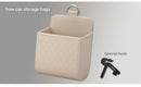 Beige Leather Car Air Vent Storage Bag - Multi-Purpose Phone Holder & Organiser Pouch for Sunglasses, Keys, Cards - Universal Fit, Easy Install, Compact Design for Dashboard Tidy