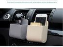 Beige Leather Car Air Vent Storage Bag - Multi-Purpose Phone Holder & Organiser Pouch for Sunglasses, Keys, Cards - Universal Fit, Easy Install, Compact Design for Dashboard Tidy