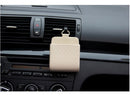 Beige Leather Car Air Vent Storage Bag - Multi-Purpose Phone Holder & Organiser Pouch for Sunglasses, Keys, Cards - Universal Fit, Easy Install, Compact Design for Dashboard Tidy