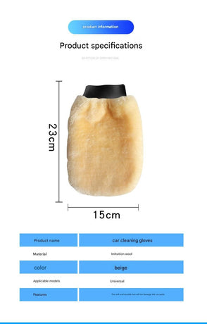2-piece Beige Microfiber Car Wash Mitt - Double Sided Imitation Sheepskin Wash Glove, Scratch Free Paint Safe Cleaning Tool for Car Detailing, Waxing, Polishing - 23x15cm Large Palm Design