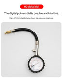 Black High Precision Mechanical Tyre Pressure Gauge - Durable Stainless Steel & Rubber Construction, Long Flexible Hose, Pressure Release & Zeroing Valve, 0-100 PSI Dial for Car, SUV, Motorcycle, Van
