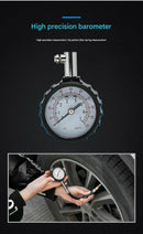 Black High Precision Mechanical Tyre Pressure Gauge - Durable Stainless Steel & Rubber Construction, Long Flexible Hose, Pressure Release & Zeroing Valve, 0-100 PSI Dial for Car, SUV, Motorcycle, Van