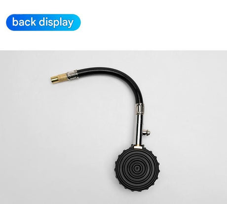 Black High Precision Mechanical Tyre Pressure Gauge - Durable Stainless Steel & Rubber Construction, Long Flexible Hose, Pressure Release & Zeroing Valve, 0-100 PSI Dial for Car, SUV, Motorcycle, Van