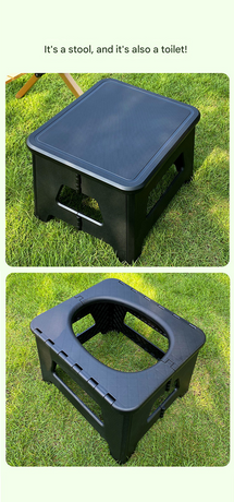 Black Small size Portable Folding Toilet Stool - PP Material - 100kg Load Capacity, Compact & Lightweight, Odor-Resistant Design, for Camping, Road Trips, Outdoor Emergencies, Travel-Friendly Solution