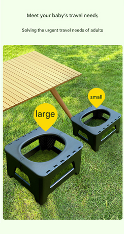 Gray Small size Portable Folding Toilet Stool - PP Material - 100kg Load Capacity, Compact & Lightweight, Odor-Resistant Design, for Camping, Road Trips, Outdoor Emergencies, Travel-Friendly Solution