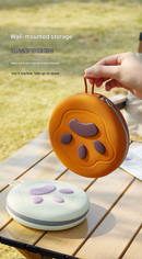 Brown and Yellow Portable Collapsible Silicone Pet Bowl - Food Grade Silicone - Dual Bowl Design, Adjustable Height, Lightweight & Compact, Bear Paw Pattern, for Dogs & Cats, Travel Friendly, Easy Clean