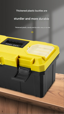 17-inch Yellow and Black Heavy Duty Plastic Toolbox - PP Material with ABS Latches - Lockable, Large Capacity, Double Layer, Organized Storage, for Home Repair, Automotive, Construction, Outdoor Use