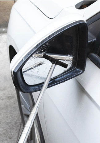 Black Telescopic Car Mirror Wiper - ABS & Stainless Steel - 98cm Extendable, Defog & Rain Removal, Compact Car Cleaning Tool, Universal Fit, Travel Friendly