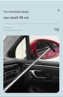 Pink Telescopic Car Mirror Wiper - ABS & Stainless Steel - 98cm Extendable, Defog & Rain Removal, Compact Car Cleaning Tool, Universal Fit, Travel Friendly