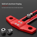 Red Multifunctional T-Square Ruler 0-300mm -  Aluminium Alloy with Laser Engraved Scale - Interchangeable Drill Bushings, 90 Degree Marking & Drilling Guide for Woodworking, DIY and Carpentry