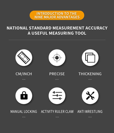5M Heavy Duty Steel Tape Measure -  Metric & Imperial Dual Scale - High Carbon Steel Blade, Anti-Slip ABS+TPR Casing, Push-Button Lock, Wear-Resistant for Construction & DIY