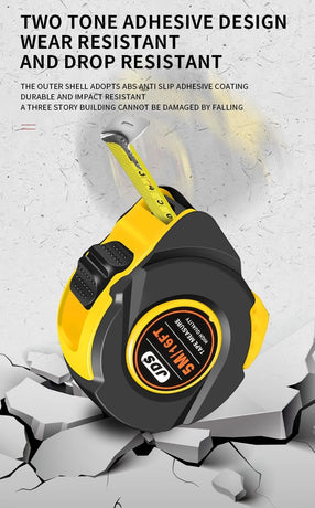 10M Heavy Duty Steel Tape Measure -  Metric & Imperial Dual Scale - High Carbon Steel Blade, Anti-Slip ABS+TPR Casing, Push-Button Lock, Wear-Resistant for Construction & DIY