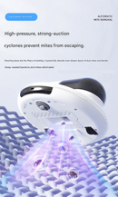 White Automatic Intelligent Walking Mite Removal Robot - UV Sterilisation, High Frequency Beating, Strong Suction, Wireless Rechargeable Bed Vacuum for Mattress, Sofa, Carpet, Pet Hair