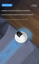 White Automatic Intelligent Walking Mite Removal Robot - UV Sterilisation, High Frequency Beating, Strong Suction, Wireless Rechargeable Bed Vacuum for Mattress, Sofa, Carpet, Pet Hair