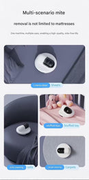 White Automatic Intelligent Walking Mite Removal Robot - UV Sterilisation, High Frequency Beating, Strong Suction, Wireless Rechargeable Bed Vacuum for Mattress, Sofa, Carpet, Pet Hair