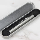 Grey and black Metal Laser Cat Toy Pen Set - 2 Piece USB Rechargeable 3-in-1 Laser Pointer with UV Light and LED Torch in Gift Tin Box