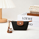 Black Mini Nylon Coin Purse with Wrist Strap - Compact Zipper Key Holder Pouch for Cards Lipstick and Earphones