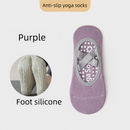3-Pack Purple Anti-Slip Yoga Socks - Grippy Pilates Dance Fitness Socks with Silicone Grip for Women