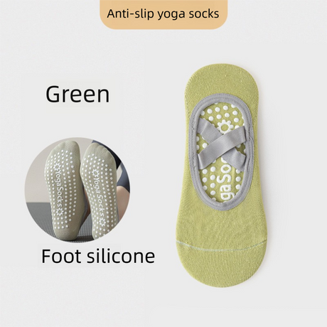 3-Pack Green Anti-Slip Yoga Socks - Grippy Pilates Dance Fitness Socks with Silicone Grip for Women