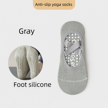 3-Pack Grey Anti-Slip Yoga Socks - Grippy Pilates Dance Fitness Socks with Silicone Grip for Women