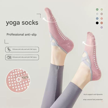 3-Pack Wine red Anti-Slip Yoga Socks - Grippy Pilates Dance Fitness Socks with Silicone Grip for Women