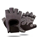 Grey Half Finger Fitness Gloves - Anti-Slip Breathable Gym Training Gloves for Weightlifting Cycling(Size:L)