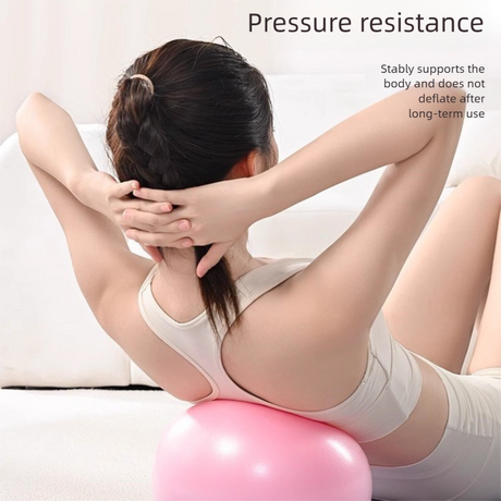 Pink Anti-Burst Yoga Exercise Ball with Manual Hand Pump - 25cm Thickened Stability Ball for Pilates Core Training Fitness