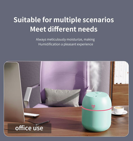 Green Mini USB Humidifier Large Mist - Desktop Ultrasonic Air Humidifier with Colorful LED Light