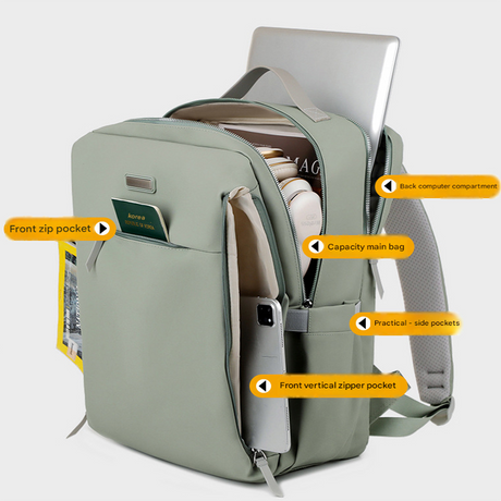 Black Large Capacity Airbag Backpack Multi-Compartment Laptop Backpack Travel Business Bag