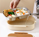 2 Grids 316 Stainless Steel Insulated Lunch Box with Compartments Large Capacity Bento Box with Insulated Bag