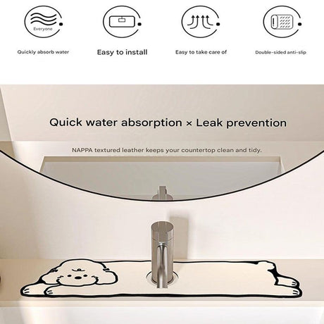 2-Piece Faucet Draining Mat Set Absorbent Sink Splash Guard Quick Dry Counter Mat 10x61cm(west highland white terrier,Milk-Loving Dog)