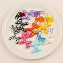 2-Piece Orange Balloon Dog Keychain Set with Heart Charm Bag Pendant Cute Couple Gift